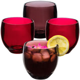Melamin Geschirr Set Toskana Deep für 6 Personen - 24 Teile Rot-Grün - Mandala-Optik mit farblich passenden Trinkgläsern 400 ml Campinggeschirr