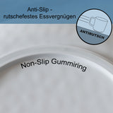 Melamin Geschirrset für 4 Personen - 12 Teile elegante Steingut Optik in weiss-blau Essgeschirr Wasserglas