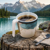 Melamin 6 Tassen 350 ml ideal für Camping - Lagune - Stapelbar - Steingutoptik Trinkbecher Kaffeetasse Kaffeebecher