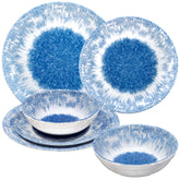 Melamin Geschirr Set Wish Flower Blau für 2 Personen - 6 Teile - Pusteblume Steingutoptik