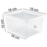 12 x Aufbewahrungsbox mit Deckel 2 Liter - 19x16x10 cm - transparent stapelbar LEBENSMITTELECHT - Kunststoff Box Kiste - Plastik Behälter Organizer - Büro Haushalt Küche Kinderzimmer Spielzeugkiste