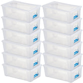 12 x Aufbewahrungsbox mit Deckel 5 Liter - 32x19x11 cm - transparent stapelbar LEBENSMITTELECHT - Kunststoff Box Kiste - Plastik Behälter Organizer - Büro Haushalt Küche Kinderzimmer Spielzeugkiste