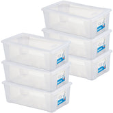 6 x Aufbewahrungsbox mit Deckel 5 Liter - 32x19x11 cm - transparent stapelbar LEBENSMITTELECHT - Kunststoff Box Kiste - Plastik Behälter Organizer - Büro Haushalt Küche Kinderzimmer Spielzeugkiste