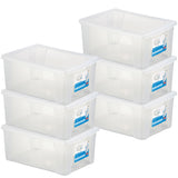 6 x Aufbewahrungsbox mit Deckel 15 Liter - 39x29x17 cm - transparent stapelbar LEBENSMITTELECHT - Kunststoff Box Kiste - Plastik Behälter Organizer - Büro Haushalt Küche Kinderzimmer Spielzeugkiste