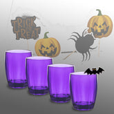 4x Halloween Party Gläser aus Acryl 320ml LILA - Tischdeko Trinkglas Acrylglas Kunststoff Wasserglas Garten Echtglasoptik Picknick Becher Kinder Senioren Longdrink Coktail