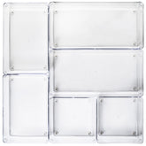 Schubladen Organizer 5,5cm hoch - 6 Teile 48x48 cm 3 Größen klar transparent Antislip - Organizer für Schminktisch Kosmetik Bad Küche Kiste Besteck Aufbewahrungsbox Ordnungsbox Schubladeneinsatz Ordnungssystem