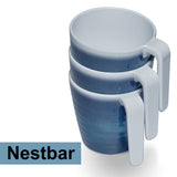 Melamin 4 Tassen 350 ml ideal für Camping - Jesolo Blau - Stapelbar - Steingutoptik Trinkbecher Kaffeetasse Kaffeebecher