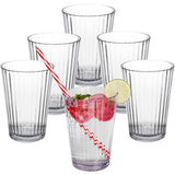 Melamin Geschirr Set Rot für 6 Personen 24 Teile mit Trinkglas klar Tonoptik - Essgeschirr Acryl Wasserglas - Campinggeschirr