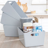 3 x Organizerbox 25x17x11cm DINA5 3,9 Liter - WEIß GRAU - Ordnungssystem Schubladenorganizer - Polypropylen - Aufbewahrung Aufbewahrungskorb Schubladenbox - Ordnungsbox - Schreibtisch Schlafzimmer