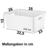 Ordnungsbox - DINA4 - 35x26x15cm - 11.5 Liter - Ordnungskorb - Schubladenorganizer Schublade - Organizerbox Ordnungssystem Kunststoff Aufbewahrung Bad Korb Schrank Schreibtisch