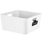 Ordnungsbox mit Beschriftungsclips - 30x30x15 cm - Ordnungskorb Ordnungssystem | Regalorganizer Wandregal Organizerbox Kunststoff Aufbewahrung Schubladenorganizer