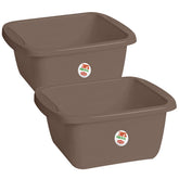 2x Schüssel 10 Liter rechteckig 39x34x15 cm Braun - Universal Haushaltsschüssel Waschschüssel Küchenschüssel Spülschüssel Kunststoff Fußbad Pflege - nestbar