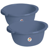 2x Schüssel 14 Liter rund D-40x18 cm Blau - Haushaltsschüssel Waschschüssel Universal Küchenschüssel Spülschüssel Kunststoff Fußbad Pflege - nestbar