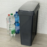 25 Liter Mülltonne Dunkel-Grau Recyclingtonne 20x40x50cm mit abnehmbarem Klappdeckel - Schmal Küche Mistkübel Trash Bin Groß Küchenabfalleimer Papiermülleimer