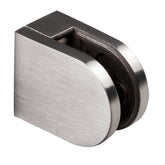 Edelstahl Glashalter halbrund für 6 mm Glas - Glasklemme flach für gerade Flächen Geländer Sicherung