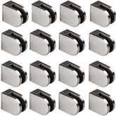 16x Edelstahl Glashalter halbrund für 6 mm Glas - Glasklemme flach für gerade Flächen Geländer Sicherung