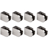8x Edelstahl Glashalter halbrund für 6 mm Glas - Glasklemme flach für gerade Flächen Geländer Sicherung