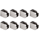 8x Edelstahl Glashalter halbrund für 10 mm Glas - Glasklemme flach für gerade Flächen Geländer Sicherung
