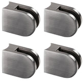 4x Edelstahl Glashalter halbrund für 8 mm Glas - Glasklemme rund für Rundrohre Geländer Sicherung