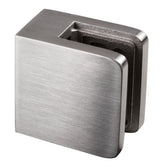 Edelstahl Glashalter eckig für 6 mm Glas - Glasklemme flach für gerade Flächen Geländer Sicherung