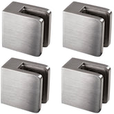 4x Edelstahl Glashalter eckig für 8 mm Glas - Glasklemme flach für gerade Flächen Geländer Sicherung