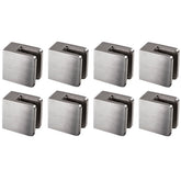 8x Edelstahl Glashalter eckig für 8 mm Glas - Glasklemme flach für gerade Flächen Geländer Sicherung