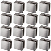 16x Edelstahl Glashalter eckig für 10 mm Glas - Glasklemme flach für gerade Flächen Geländer Sicherung