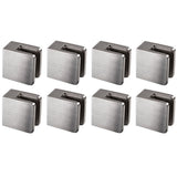 8x Edelstahl Glashalter eckig für 10 mm Glas - Glasklemme flach für gerade Flächen Geländer Sicherung