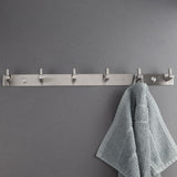 Hakenleiste mit 6 Pin-Haken - Edelstahl Garderobe - Wandhaken zum Bohren Silber