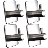 4x Wandhaken - 3M selbstklebend - Edelstahl Haken - Handtuchhaken ohne Bohren Wandhalterung universal Huthaken Klebehaken