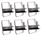 6x Wandhaken - 3M selbstklebend - Edelstahl Haken - Handtuchhaken ohne Bohren Wandhalterung universal Huthaken Klebehaken