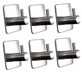 6x Wandhaken - 3M selbstklebend - Edelstahl Haken - Handtuchhaken ohne Bohren Wandhalterung universal Huthaken Klebehaken