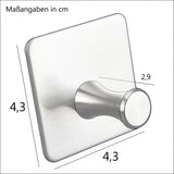 4x Wandhaken - 3M selbstklebend - Edelstahl Haken - Handtuchhaken ohne Bohren Wandhalterung universal Huthaken Klebehaken