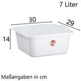 Schüssel 7 Liter quadratisch 30x30x14 cm weiß - Haushaltsschüssel Waschschüssel Universal Küchenschüssel Spülschüssel Kunststoff Fußbad Pflege - nestbar