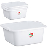 4x Schüssel 11 Liter quadratisch 34x33x16 cm weiß - Haushaltsschüssel Waschschüssel Universal Küchenschüssel Spülschüssel Kunststoff Fußbad Pflege - nestbar
