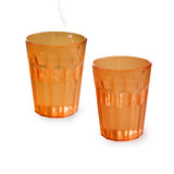 4 Stück Halloween Party-Trinkglas ORANGE 450 ml Trinkgläser - für 4 Personen - bruchfest Party Tischdeko Glas Set - Kunststoff Party Picknick Kinder Wasserglas