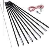 Fiberglas Zeltstange Ø 9,6 mm - 550 cm aus 9 Segmenten - mit Gummizug und Einfädelhilfe Zeltgestänge Zeltstangen - Ersatzstangen für Zelte - Kürzbar - Biegeradius 120cm