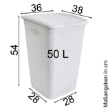 2x Wäschekorb 50 Liter groß Weiß und Grau - Rattanoptik mit Deckel - Sortierer Wäschesammler mit Löcher 38x36x54cm Wäschebox Wäschesortierer Haushaltskorb Korb Haushalt Kunststoff Wäschetruhe Wäschetonne Wäschesack