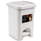 Mülleimer Treteimer 6 Liter mit separatem Inneneiner eckig 20x20x28cm Rattanoptik Kunststoff - Pedal zum Öffnen und Schliessen - Bad Pedaleimer Papierkorb Eimer Abfalleimer Abfallbehälter Mülltonne