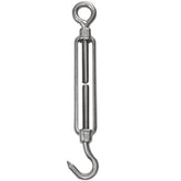 Edelstahl Spannschloss Spannschraube D-4mm - M4 - Öse+Haken - V2A - Seilspanner Segelspanner für Drahtseil - 10-14cm lang Wantenspanner Bruchlast 100 kg