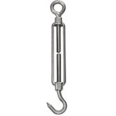 Edelstahl Spannschloss Spannschraube D-6mm - M6 - Öse+Haken - V2A - Seilspanner Segelspanner für Drahtseil - 14-21cm lang Wantenspanner Bruchlast 350kg