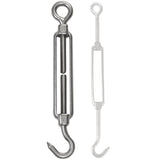 8x Edelstahl Spannschloss Spannschraube D-6mm - M6 - Öse+Haken - V2A Seilspanner Segelspanner für Drahtseil - 14-21cm lang Wantenspanner Bruchlast 350kg
