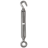 Edelstahl Spannschloss Spannschraube D-10mm - M10 - Öse+Haken - V2A - Seilspanner Segelspanner für Drahtseil - 22-34 cm lang Wantenspanner Bruchlast 800kg