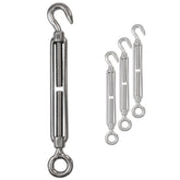 4x Edelstahl Spannschloss Spannschraube D-10mm - M10 - Öse+Haken V2A - Seilspanner Segelspanner für Drahtseil - 22-34 cm lang Wantenspanner Bruchlast 800kg