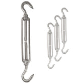 4x Edelstahl Spannschloss Spannschraube D-4mm - M4 - beidseitigen Haken V2A - Seilspanner Segelspanner für Drahtseil - 10-14cm lang Wantenspanner Bruchlast 100 kg