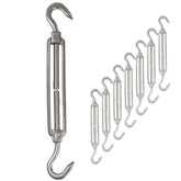 8x Edelstahl Spannschloss Spannschraube D-4mm - M4 - beidseitigen Haken - V2A Seilspanner Segelspanner für Drahtseil - 10-14cm lang Wantenspanner Bruchlast 100 kg
