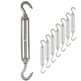 8x Edelstahl Spannschloss Spannschraube D-4mm - M4 - beidseitigen Haken - V2A Seilspanner Segelspanner für Drahtseil - 10-14cm lang Wantenspanner Bruchlast 100 kg