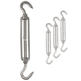 4 x Edelstahl Spannschloss Spannschraube D-6mm - M6 - beidseitigem Haken - V2A Seilspanner Segelspanner für Drahtseil - 14-21cm lang Wantenspanner Bruchlast 350kg