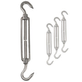 4 x Edelstahl Spannschloss Spannschraube D-6mm - M6 - beidseitigem Haken - V2A Seilspanner Segelspanner für Drahtseil - 14-21cm lang Wantenspanner Bruchlast 350kg