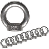 10 Edelstahl M8 Ringmutter V2A 304 - Ösenmutter Augenmutter Ringösen Traglast 350 kg Heberingmutter Hebering Loch für Kabelseil Eye nut